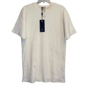 Bo+Tee Womens Ivory Oversized Ribbed T-Shirt Dress - Size Medium